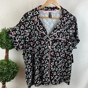 Bebe Black Logo Print Pajama PJ Shorts & Short Sleeve Top SET 3X NEW thumbnail 3