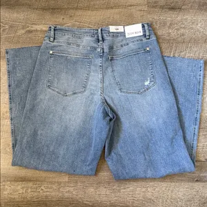 NWT Judy Blue Wide Leg Mid Rise Distressed Blue Jeans Size 16W thumbnail 4
