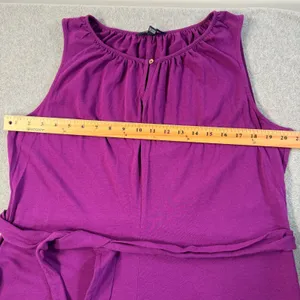 Lands' End Women's XL 18 Purple Sleeveless Keyhole Tie Belt A-Line Midi Dress thumbnail 6