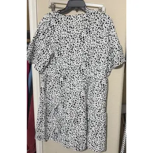 Dalmatian Tiered Polka Dot Mini Dress Spotted Black White Sz Small Spring Fun‎ thumbnail 8