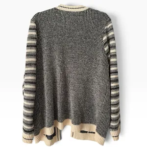 Susan Graver Textured Black Cream Open Front Cardigan Sweater Size XL thumbnail 2