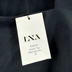 LNA Amani Tank Top SZ Medium NWT Midnight Sky Ruched Sleeveless Square Neck thumbnail 4
