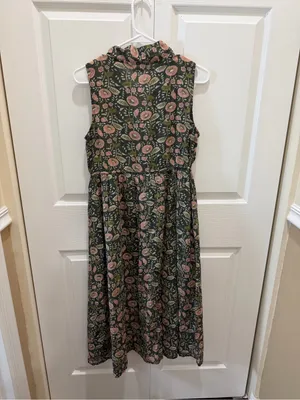NATURAL LIFE Amelia Cotton Shirt Dress Green Floral Vines Small NWT thumbnail 8