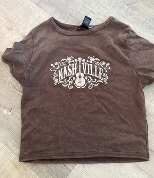 Charlotte Russe Nashville Western Graphic Baby Tee – Brown – Size Small thumbnail 1