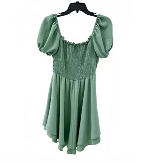 Altard State Sage Green Puff Sleeve Mini Dress thumbnail 4