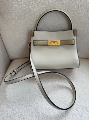 Tory Burch Petite Lee Radziwill Double Suede Leather Crossbody Bag Cream Women thumbnail 1