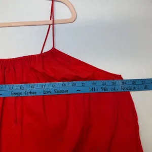 A Pea in the Pod Red Embroidered Maternity Midi Dress Spaghetti Strap‎ Ruffle L thumbnail 8