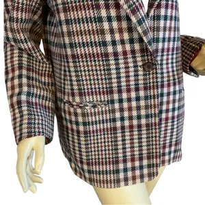 Vintage 1980'S Private Concepts Burgundy & Green Wool Blend Plaid Blazer (10) thumbnail 7