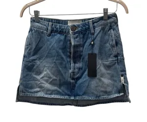NWT One Teaspoon Size 26 Blue Denim A-Line Side Slit Casual Jean Mini Skirt thumbnail 1