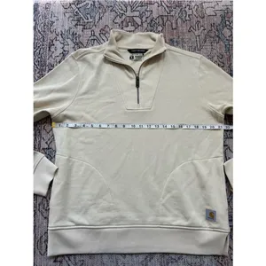 Carhartt Tencel Fiber Series Women's Half-Zip Pullover Sweatshirt Cream Medium thumbnail 9