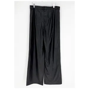 NWT ZARA Wide Leg Faux Leather Pants Women's‎ Size L Black thumbnail 3