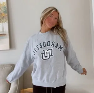 Cute Grey Marquette University Crewneck Sweatshirt thumbnail 1