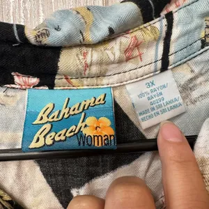 Bahama Beach Woman Y2K Pattern Gyaru button‎ up Black Size 3X thumbnail 3