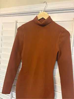 Forever 21 Brown/orange Sweater Turtle Neck dress Size medium thumbnail 3