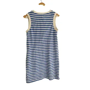 Pact Organic Cotton V-Neck Sleeveless Mini Dress Blue White Striped Womens Small thumbnail 3