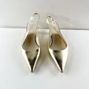 Franco Sarto Jaden Leather Pointed Toe Slingback Kitten Heels Platino Gold 9 thumbnail 3