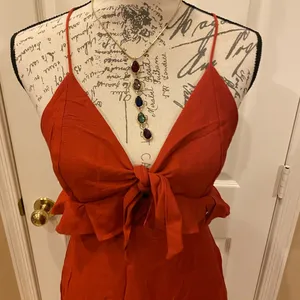 NWT Rust ESSUE Dress L w/ crossover back & lining thumbnail 7
