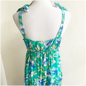 Monteau Los Angeles Floral Tiered Maxi Dress Green Size Large V-Neck Bohemian thumbnail 12