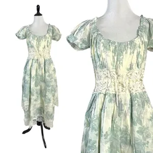 Free People Ethereal Dainty Cottage Lace Honeysuckle Floral Midi Dress Medium thumbnail 9
