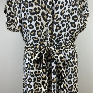 Style Envy Mini Dress XL‎ Leopard Animal Print Beige Black Belted Button thumbnail 3