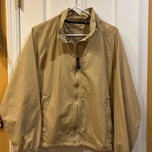 Lou Grey Tan Mylon Rain Jacket Nwts Size Xl 2 Side Pockets Full Zipper No Hood thumbnail 1