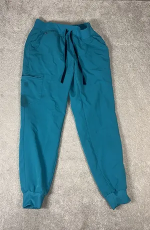 Figs Zamora Teal Blue Jogger Scrub Pants Women's Small Style Some Stains Mid Ris thumbnail 1