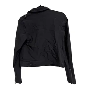 APT. 9 Jacket Women M Black Stretch Knit Crop Long Sleeve Asymmetrical Zip Front thumbnail 2