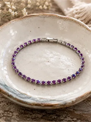 Handcrafted bracelet with sparkly amethyst Swarovski crystal thumbnail 2