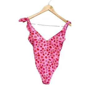 AQUA Swim Pink Seashell Starfish Tie Shoulder One Piece Swimsuit Size Small NEW thumbnail 2