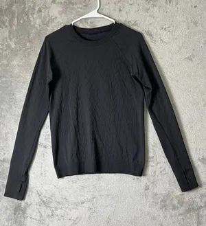 Lululemon Rest Less Pullover Black Textured Long Sleeve Running Workout Top 6 thumbnail 1