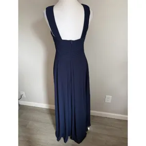 Xuibol Navy Blue Criss Cross Halter Neck Chiffon Full Length Gown Women S Formal thumbnail 4