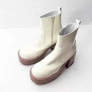 JEFFREY CAMPBELL Quavo Ice Crinkle Patent Leather Chunky Heel Platform Boots 6 thumbnail 7