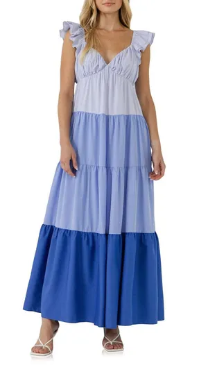 Ruffle Sleeves Tiered Maxi Dress thumbnail 1