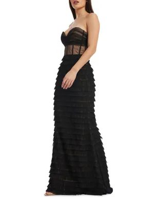 Dress the Population Grace Dress Mermaid Gown Black Nude Size S Black Tie Formal thumbnail 2