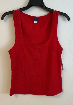 Old Navy Red Textured Tank Top thumbnail 1