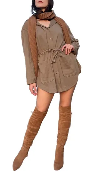 Free People Beach Relaxed Fit Cotton Knit Oversized Cardigan Tunic Mini Dress XS thumbnail 1