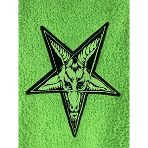 Black Craft Cult Green Sherpa Fleece Full‎ Zip Hoodie Witch Pentagram Size XS thumbnail 7