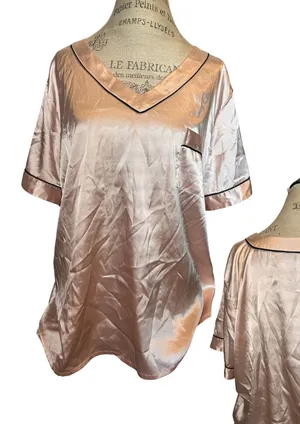 Silky/Satin Pajama Top Pink Size XL thumbnail 1
