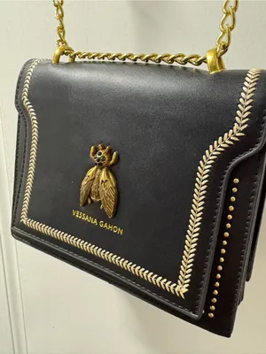 Embroidered metallic bug crossbody Black thumbnail 1