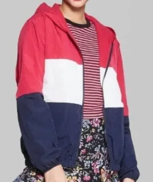 Wild Fable Color Block Windbreaker in Blue/Pink, Size L thumbnail 1