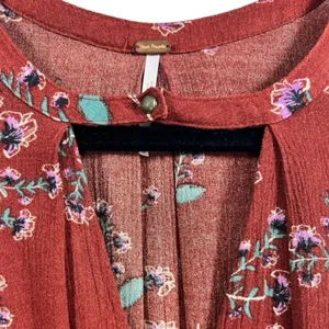 Free People Tree Swing Tunic Tank Mini Dress Crimson Floral Size XS Boho‎ thumbnail 6