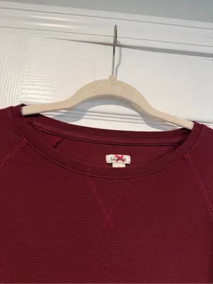 L.L. Bean Size L Burgundy Long Sleeve Crew Neck Waffle Knit Thermal Top thumbnail 4