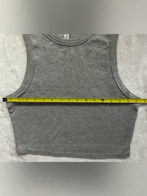 Gray Crop Tank Top Gray Size Medium Sleeveless Cropped Basic USA Strong thumbnail 3