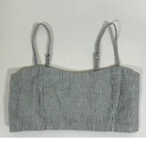 Brandy Melville Blue White Pinstripe Smocked Crop Cami Top Adjustable Straps thumbnail 3