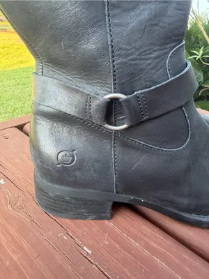 Børn Black Leather Knee High Harness Riding Boots Size 8 $200 Retail thumbnail 4