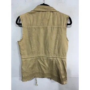 Buckle BKE‎ Women's S Tan Vest Utility Cargo Boho Distressed Outerwear Vest thumbnail 3