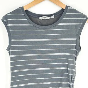 Athleta‎ Ruched Carefree Tee Dress Gray White Stripe Small thumbnail 5