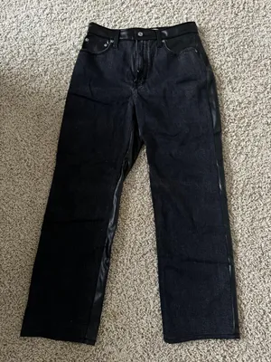 Abercrombie Mixed Fabric Ultra High Rise Ankle Straight Jean thumbnail 3
