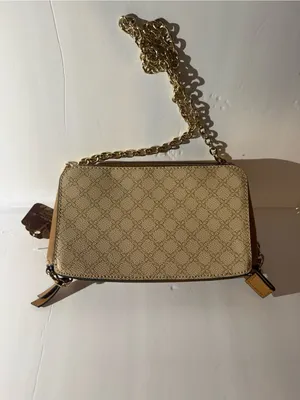 Beige Monogram Crossbody Bag Gold Chain Tan thumbnail 3