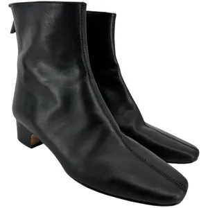 J.Crew Roxie Ankle Boots Back-Zip Leather Low Heel Center Seam Black 6.5 thumbnail 2